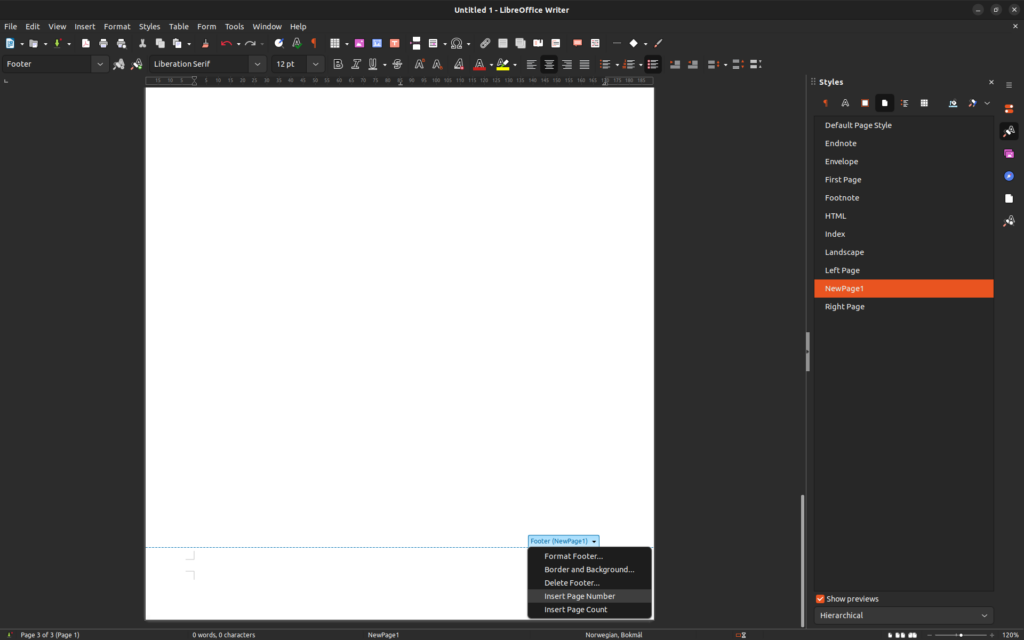 LibreOffice Writer Page numbering robertfriberg